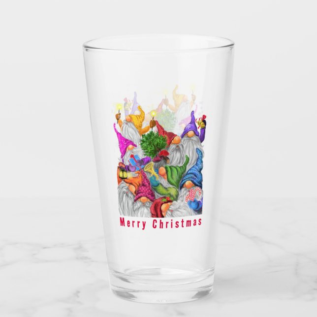 Lycklig Gnomes julglas Glaskopp (Framsida)