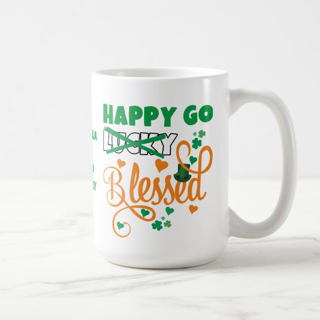 LYCKLIG GO Lucky BLESSED Personal St patrick's day Kaffemugg (Höger)