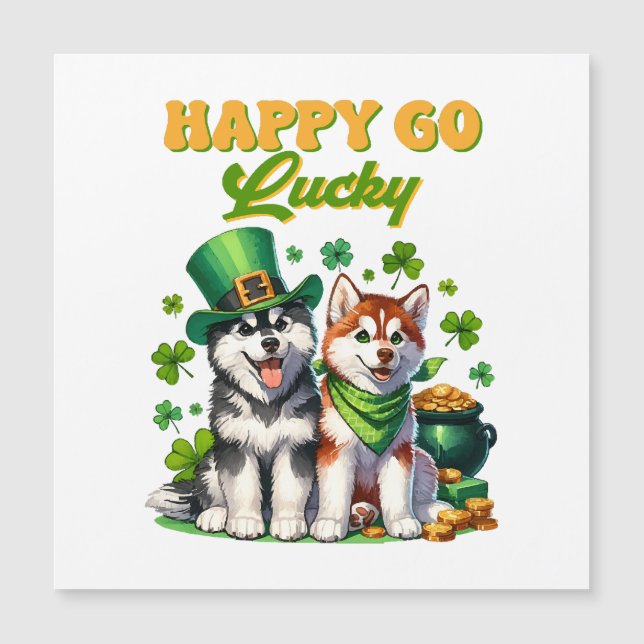 Lycklig Go Lucky Cute Husky St. Patricks Day (Framsida)