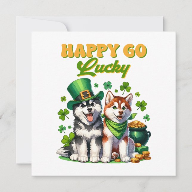Lycklig Go Lucky Cute Husky St. Patricks Day (Framsida)