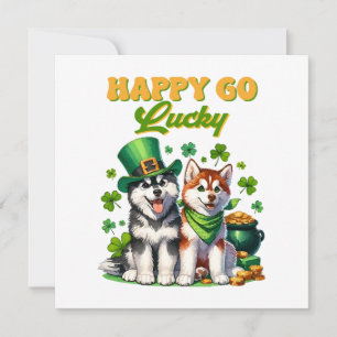 Lycklig Go Lucky Cute Husky St. Patricks Day