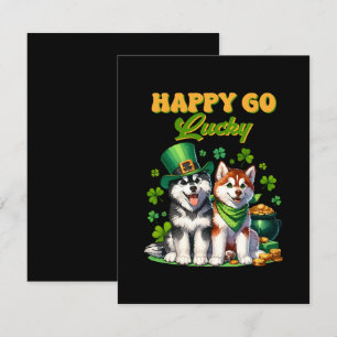 Lycklig Go Lucky Cute Husky St. Patricks Day Tilläggskort