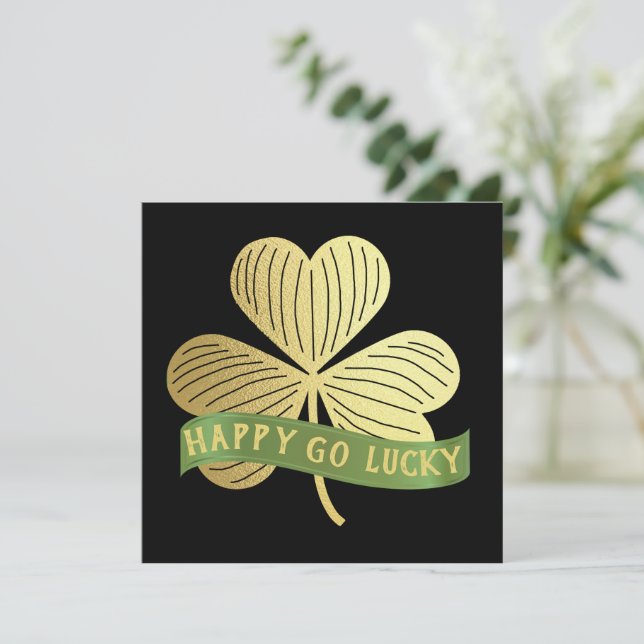 Lycklig Go Lucky Guld Shamrock St patrick's day (Stående Fram)