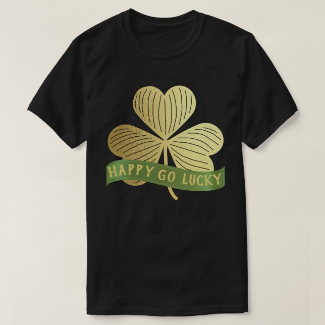 Lycklig Go Lucky Guld Shamrock St patrick's day T Shirt (Design framsida)