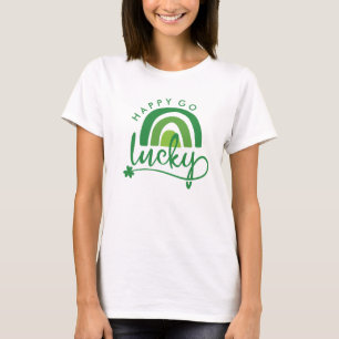 Lycklig Go Lucky Rainbow Klöver St patrick's day T Shirt