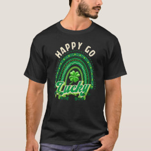 Lycklig Go Lucky Rainbow Leopard Lucky Saint patri T Shirt