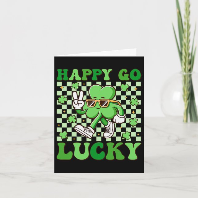 Lycklig Go Lucky Shamrock Irish St patricks day Gr Kort (Framsida)