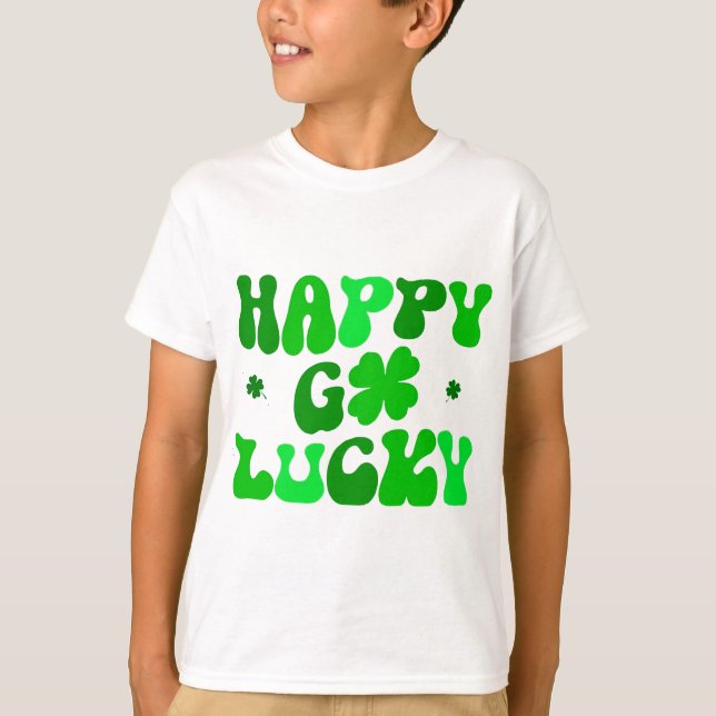 LYCKLIG GO LUCKY Shamrock St. Patrick Kid's T-shir T Shirt (Framsida)