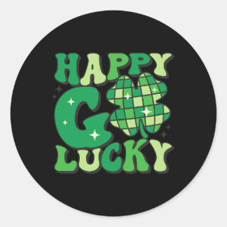 Lycklig Go Lucky Shamrock St patricks day Women Ma Runt Klistermärke