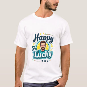 Lycklig Go Lucky: Smilde man med Positive Vibes T Shirt