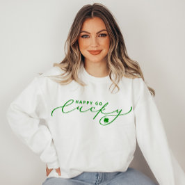 Lycklig Go Lucky St. Patrick's Day Cute Grönt Scri T Shirt