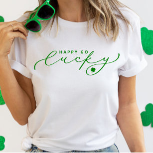 Lycklig Go Lucky St. Patrick's Day Cute Grönt Scri T Shirt