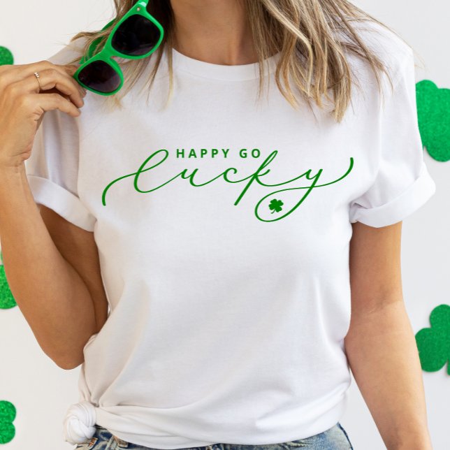 Lycklig Go Lucky St. Patrick's Day Cute Grönt Scri T Shirt (Skapare uppladdad)