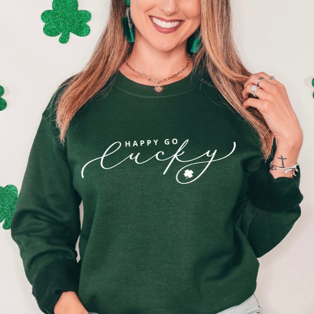 Lycklig Go Lucky St. Patrick's Day Cute White Scri T Shirt (Skapare uppladdad)