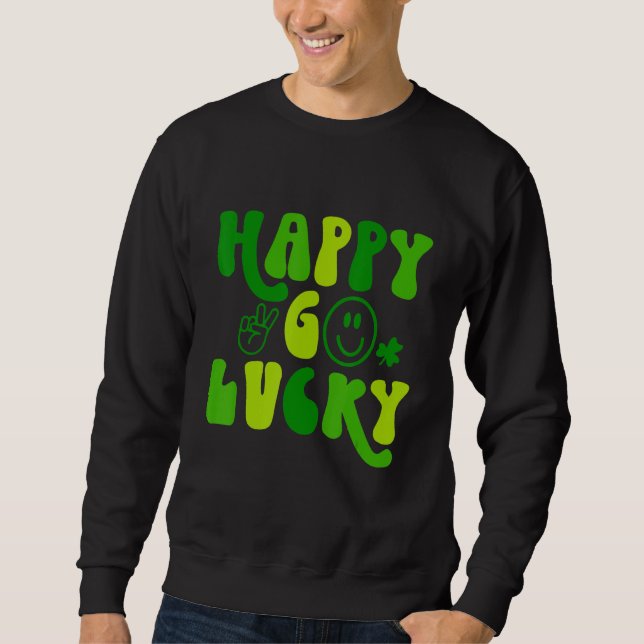 Lycklig Go Lucky St patricks day Lång Ärmad Tröja (Framsida)