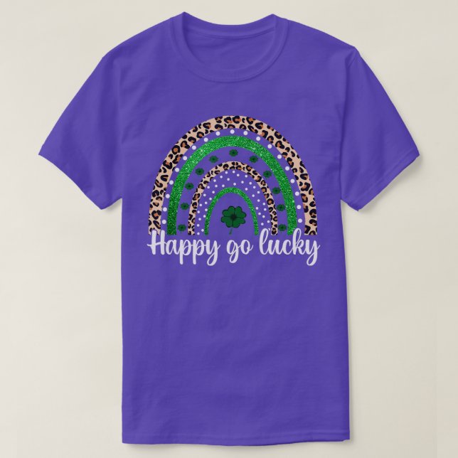 Lycklig Go Lucky St patricks day Rainbow Lucky Clo T Shirt (Design framsida)