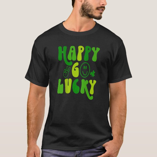 Lycklig Go Lucky St patrick's day Retro Irish Irel T Shirt (Framsida)