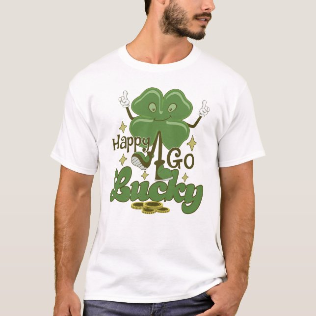 Lycklig Go Lucky St. Patrick's T Shirt (Framsida)