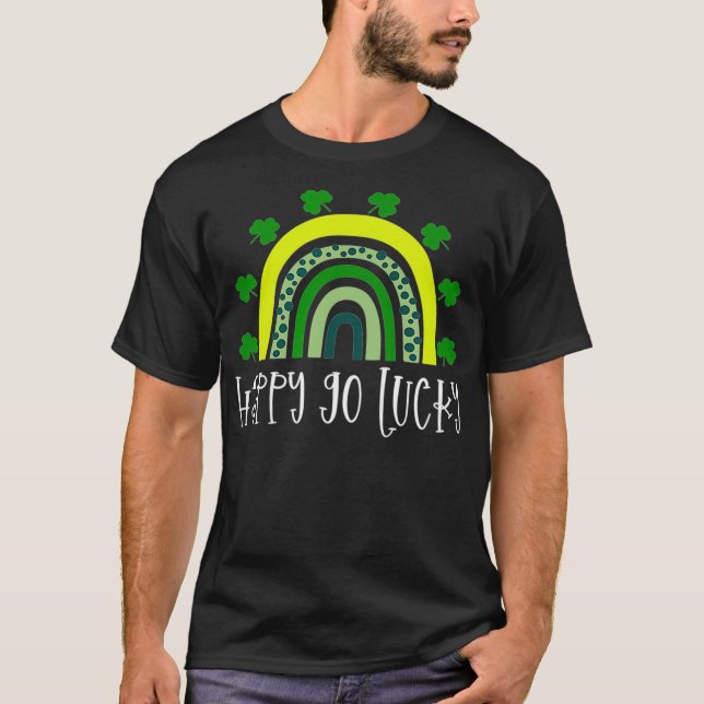 Lycklig Go Lucky St Pattys Patricks Day Party T Shirt (Framsida)