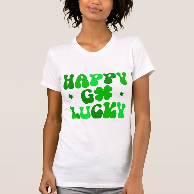 LYCKLIG GO LUCKY Women's Tshirt shamrocks T Shirt (Framsida)