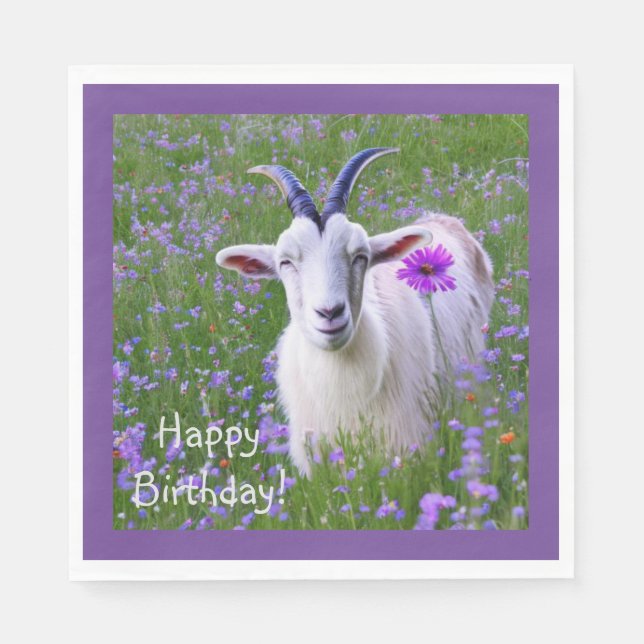Lycklig Goat Birthday Pappersservett (Framsidan)