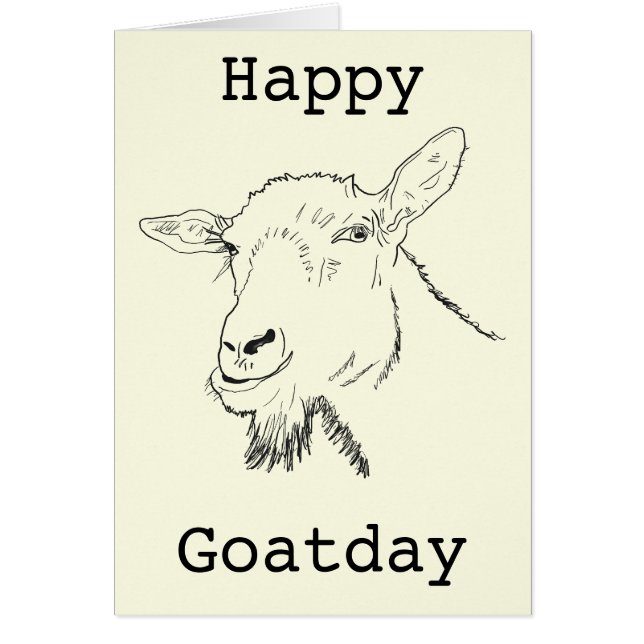 Lycklig Goat Day Funny Quirky Animal Art Teckning Hälsningskort (Framsidan)
