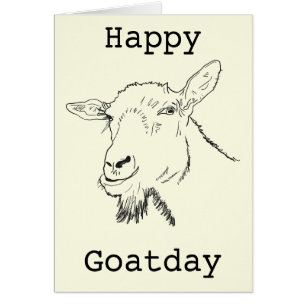 Lycklig Goat Day Lilla Quirky Animal Art Teckning Hälsningskort