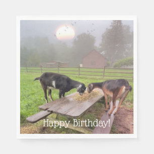 Lycklig Goat Sunset Birthday Pappersservett