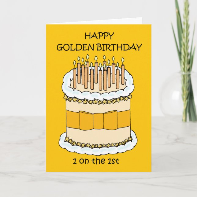 Lycklig Golden Birthday 1 den 1:a Kort (Framsida)