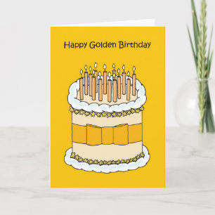Lycklig Golden Birthday, Cake and Candles. Kort