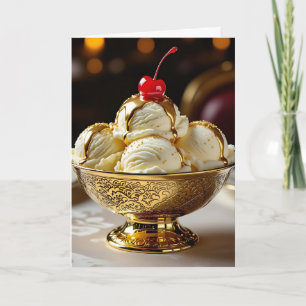 Lycklig Golden Birthday Ice Cream Sundae Kort