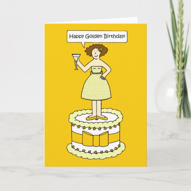 Lycklig Golden Birthday. Kort (Framsida)