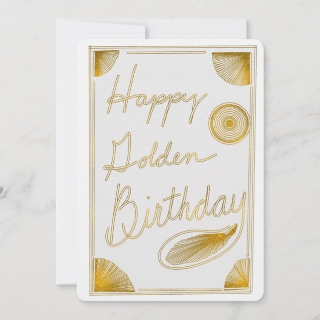 Lycklig Golden Birthday Typography Guld Design (Framsida)