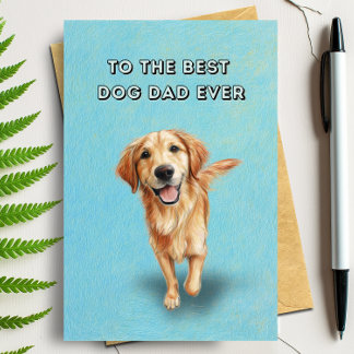 Lycklig Golden Retriever Best Pappa någonsin Fars Kort