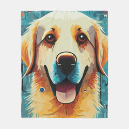 Lycklig Golden Retriever Fleecefilt