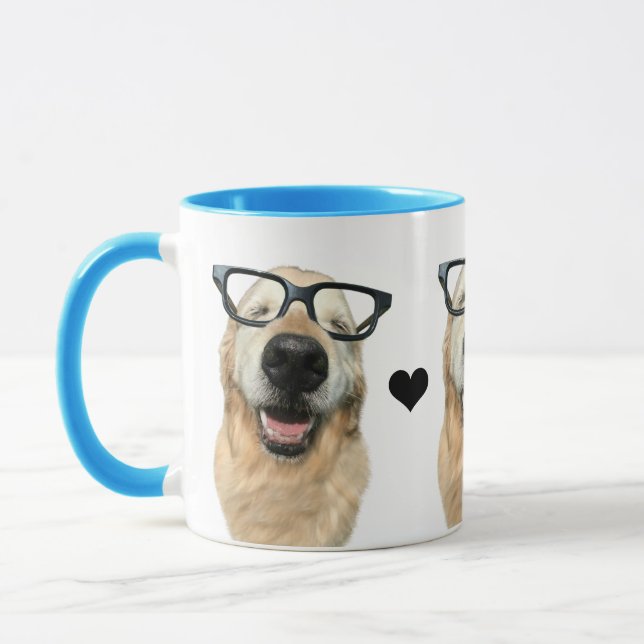 Lycklig Golden Retriever Hund i Nerd Glass Mugg (Vänster)