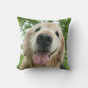 Lycklig Golden Retriever Hund utanför Porträtt Kudde