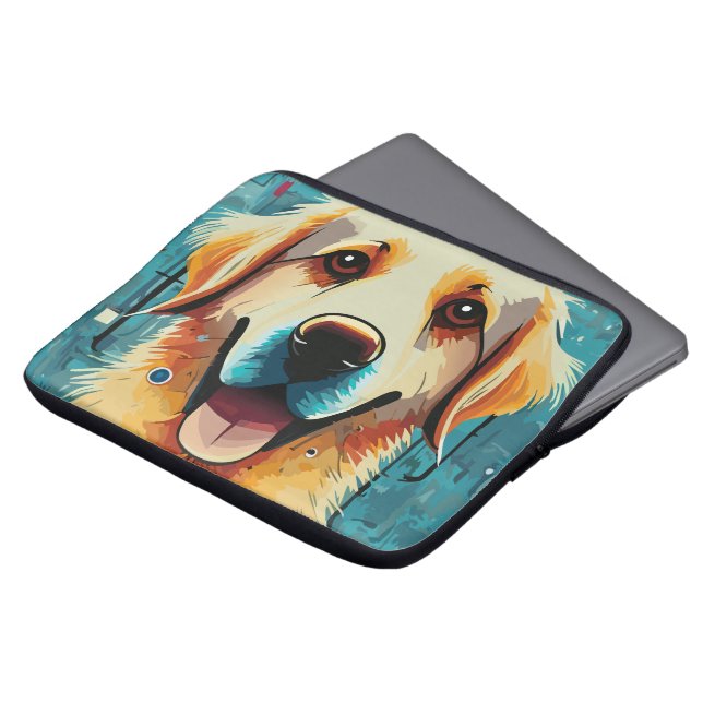 Lycklig Golden Retriever Laptop Fodral (Framsida topp)