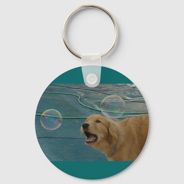 Lycklig Golden Retriever Nyckelring (Framsida)