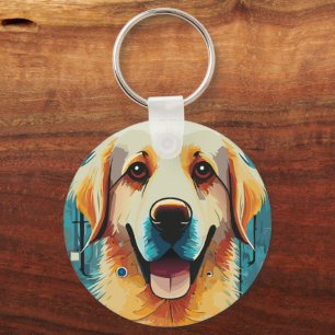 Lycklig Golden Retriever Nyckelring