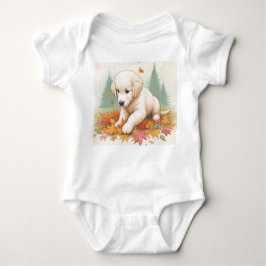 Lycklig Golden Retriever Puppy i Löv T Shirt