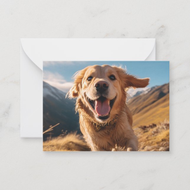 Lycklig Golden Retriever Running Anteckningskort (Framsida)