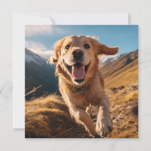 Lycklig Golden Retriever Running Julkort