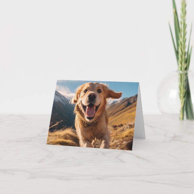 Lycklig Golden Retriever Running Kort (Framsida)