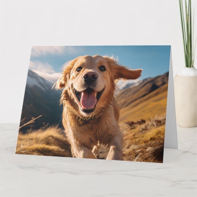 Lycklig Golden Retriever Running Kort (Framsida)