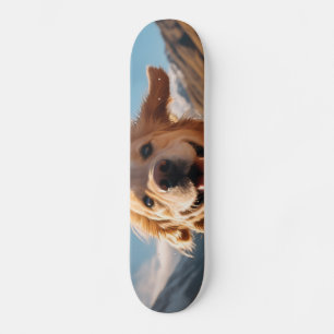 Lycklig Golden Retriever Running Mini Skateboard Bräda 18,5 Cm
