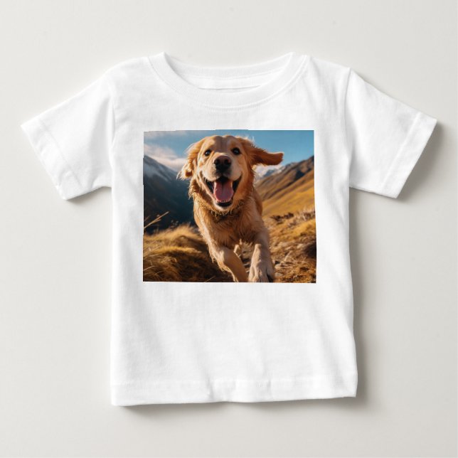 Lycklig Golden Retriever Running T Shirt (Framsida)
