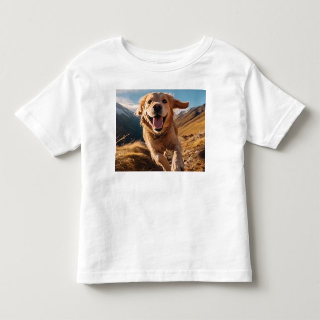 Lycklig Golden Retriever Running T Shirt (Framsida)