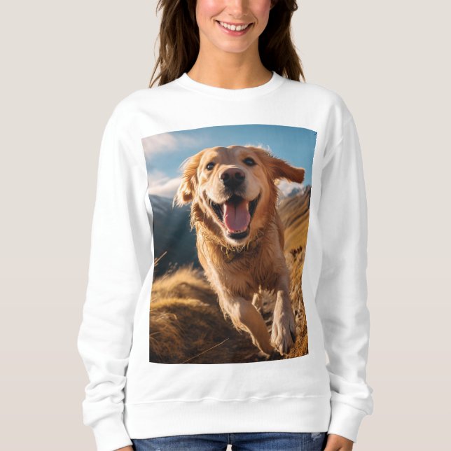 Lycklig Golden Retriever Running T Shirt (Framsida)
