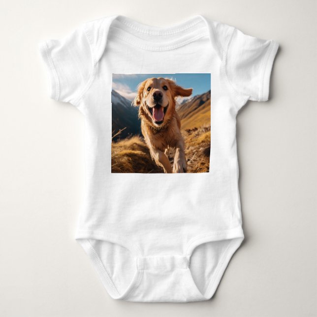 Lycklig Golden Retriever Running T Shirt (Framsida)